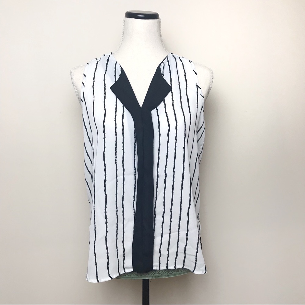My Michele Striped Button Up Tank Blouse